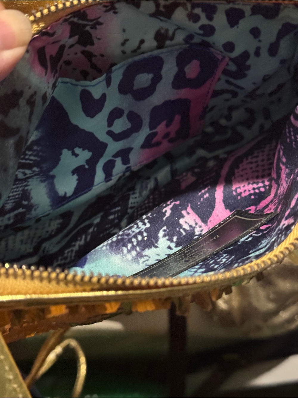 Sharif Gold Sequined Crossbody with Bronze Floral Accent gold clutch Y2K club - Picture 3 of 12